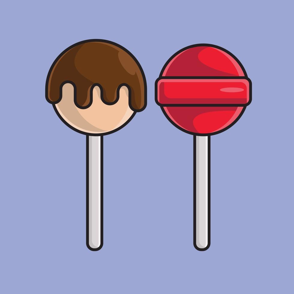 Chocolate lollipop and strawberry illustration vector