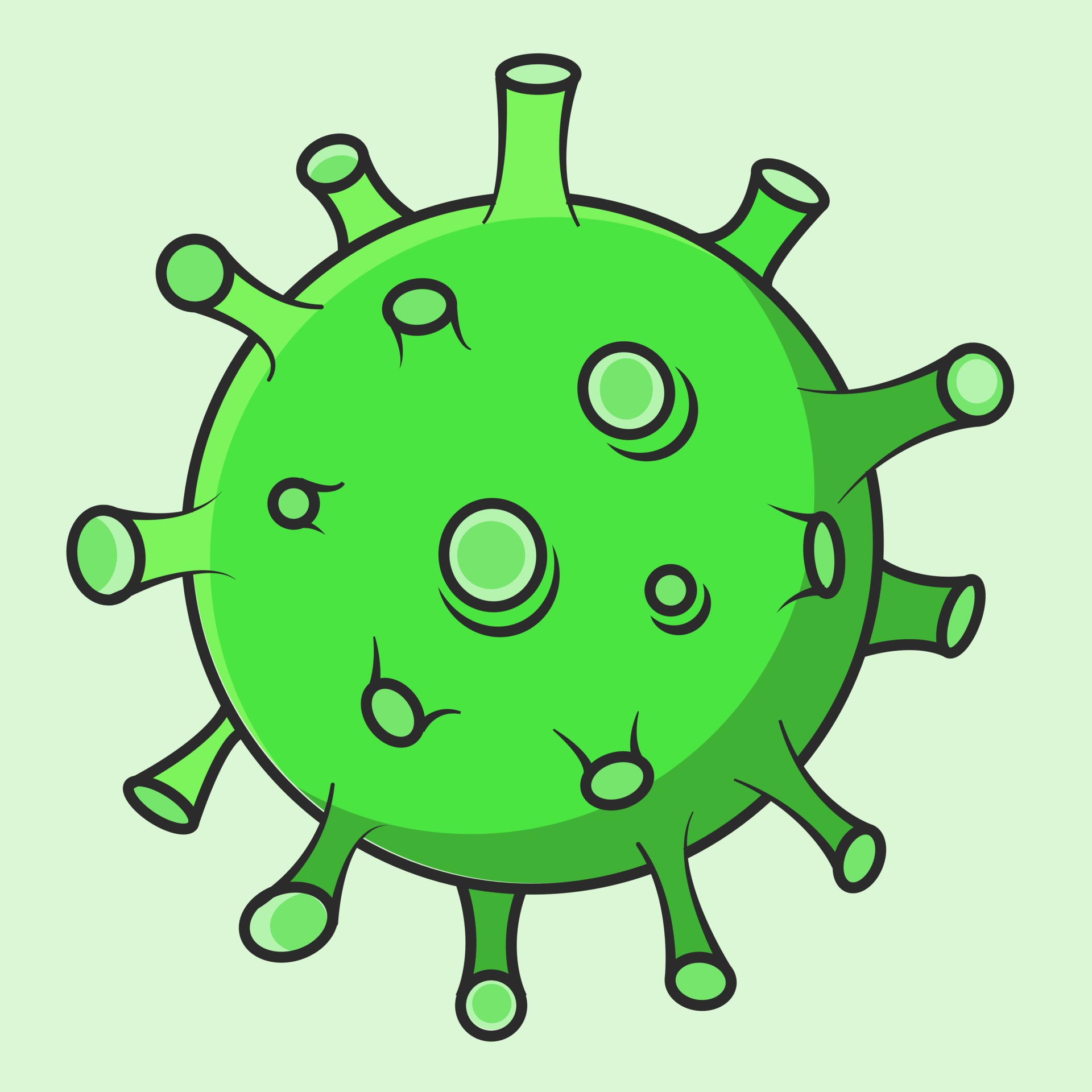 virus or bacteria that cause disease in green color illustration