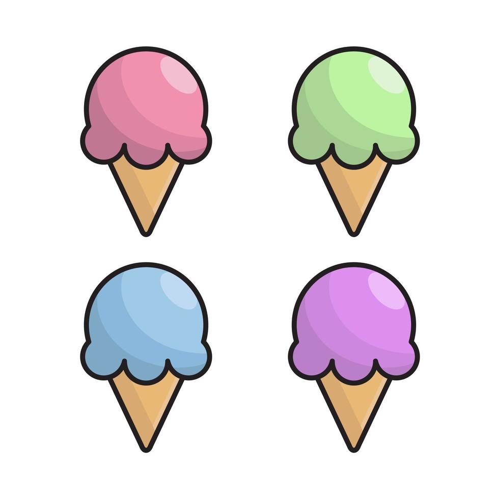 various flavors of ice cones for cute illustrated stickers vector
