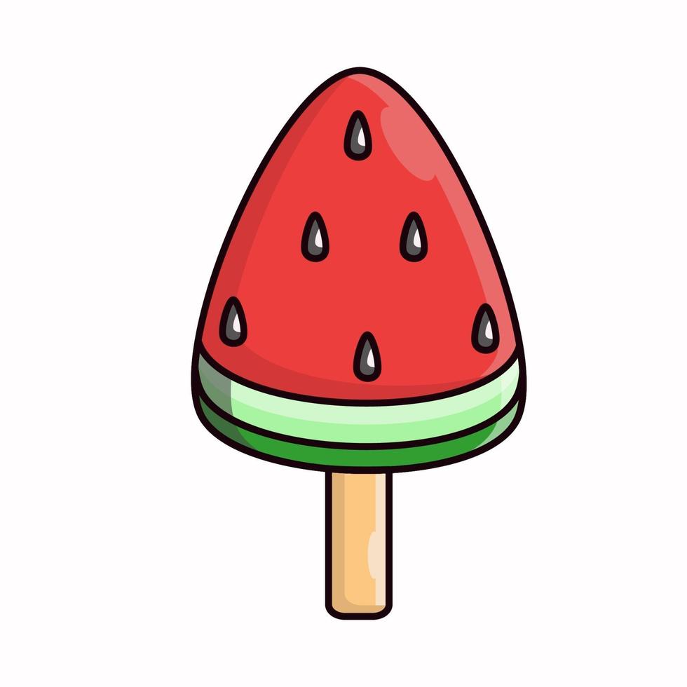 Watermelon ice cream with stick illustration vector