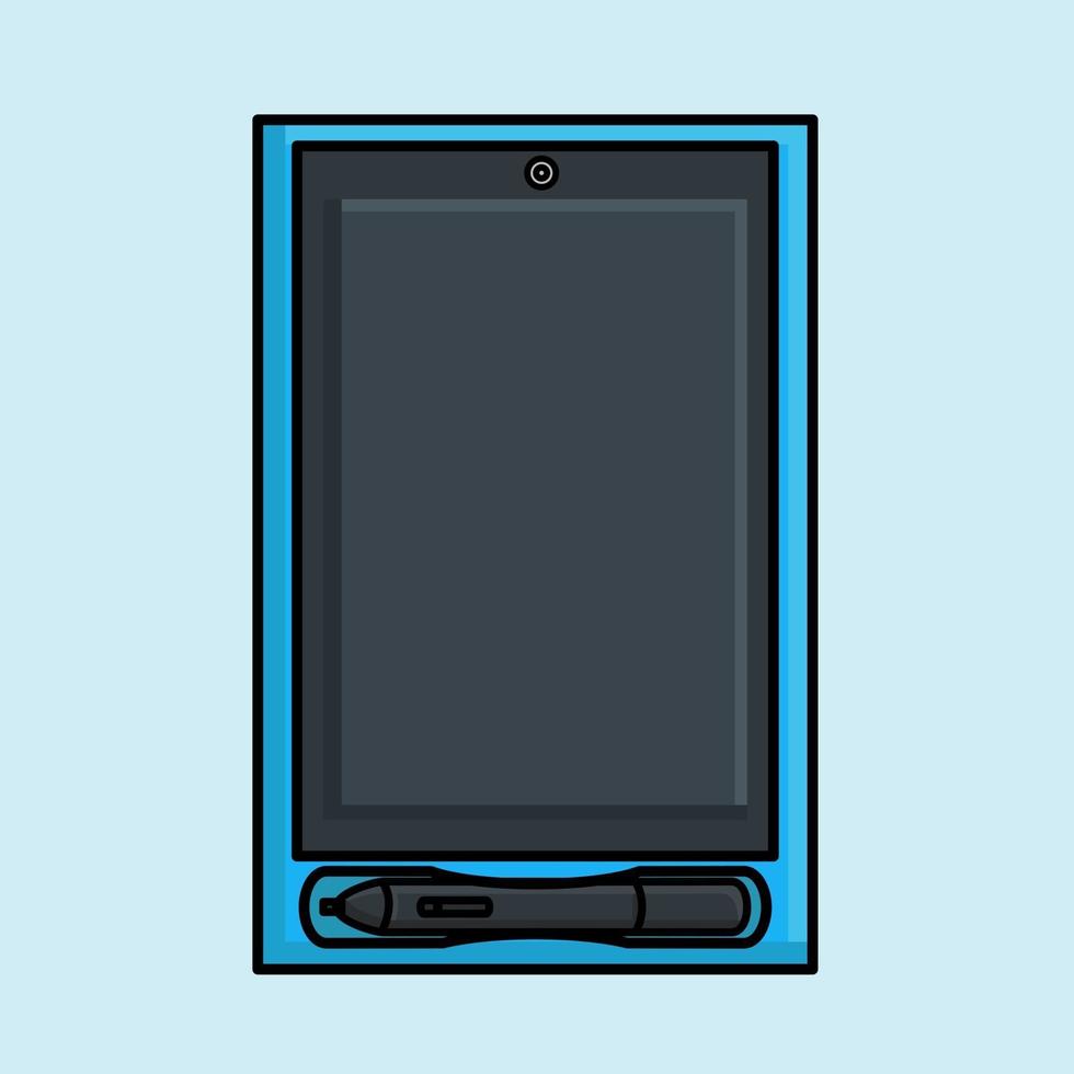 Drawing tablet with pen in blue illustration vector