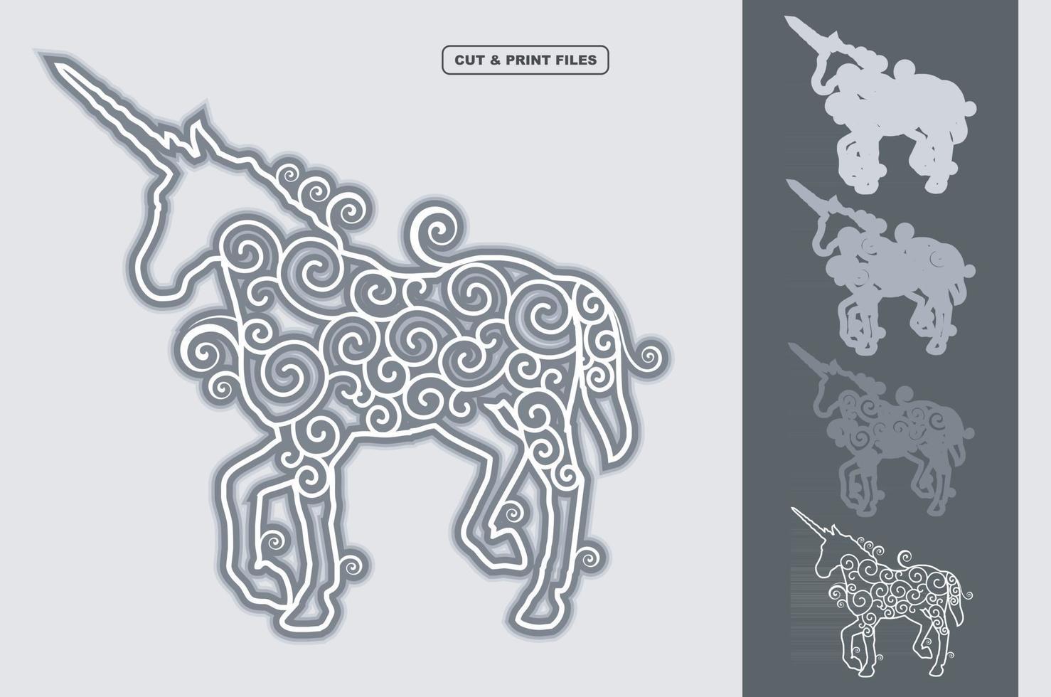 Unicorn Mandala Vector 3D Layered