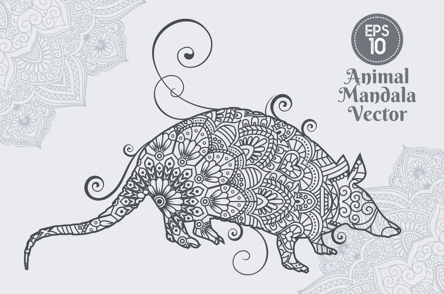 estilo de arte de línea de mandala animal vector