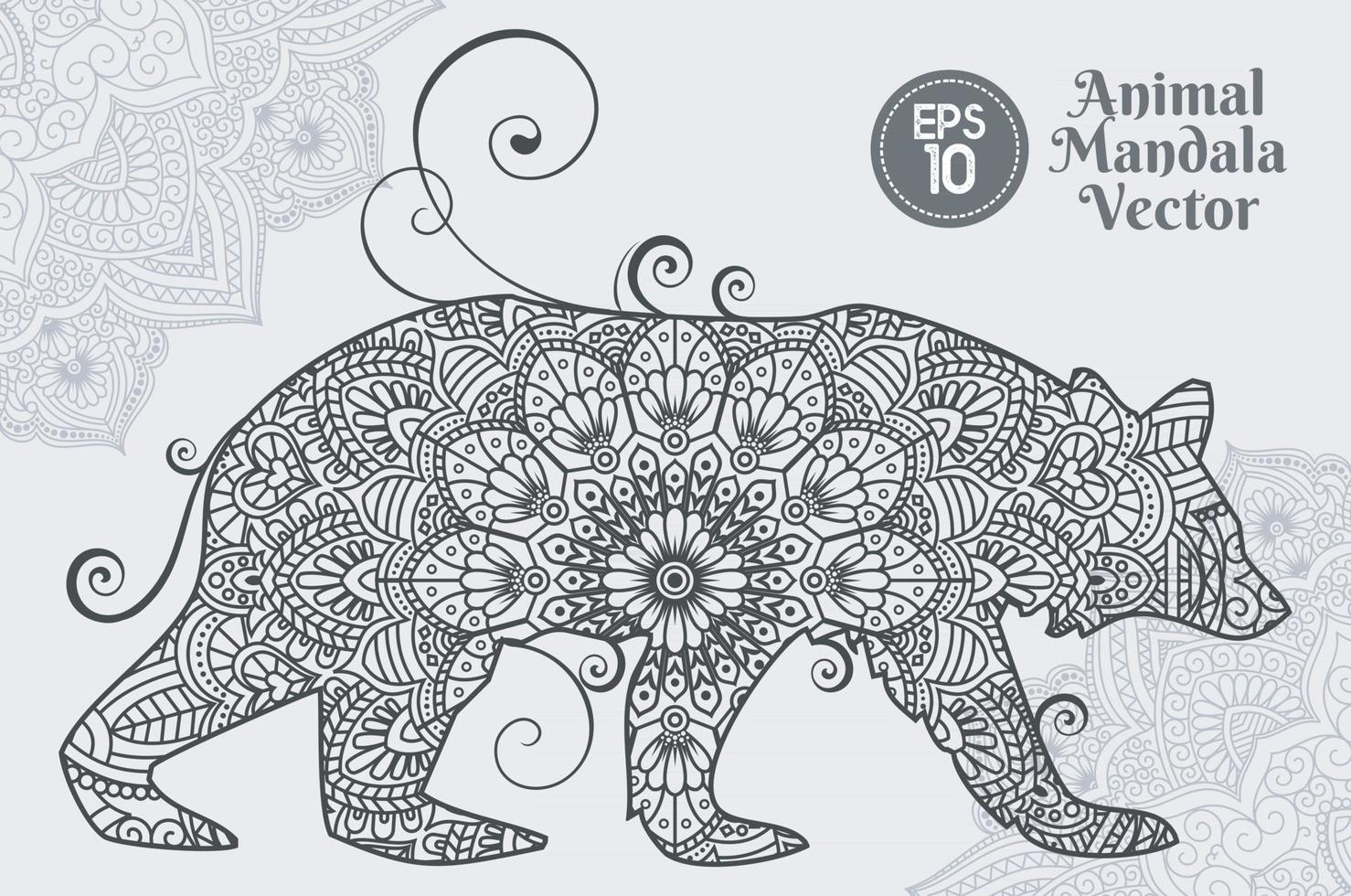 estilo de arte de línea de mandala animal vector