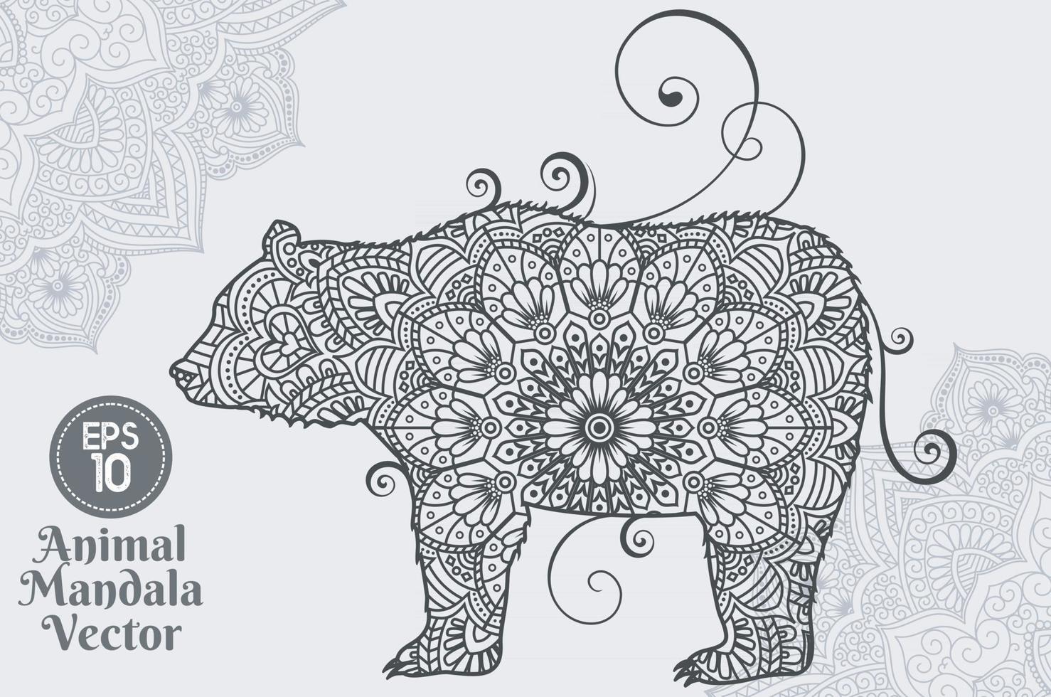 estilo de arte de línea de mandala animal vector