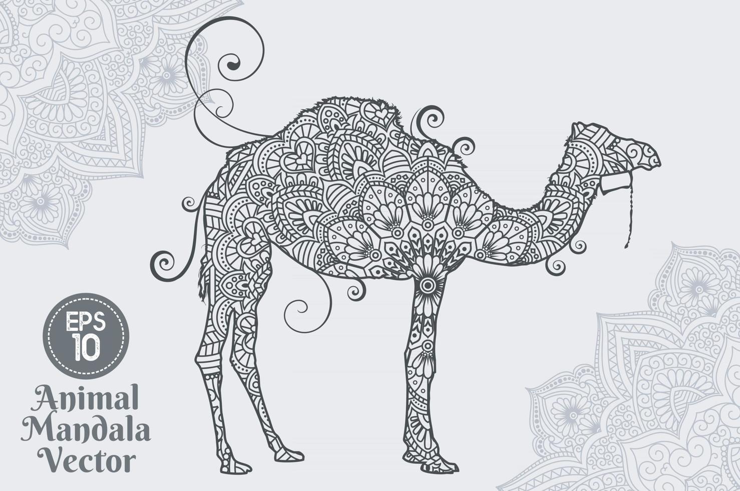 estilo de arte de línea de mandala animal vector