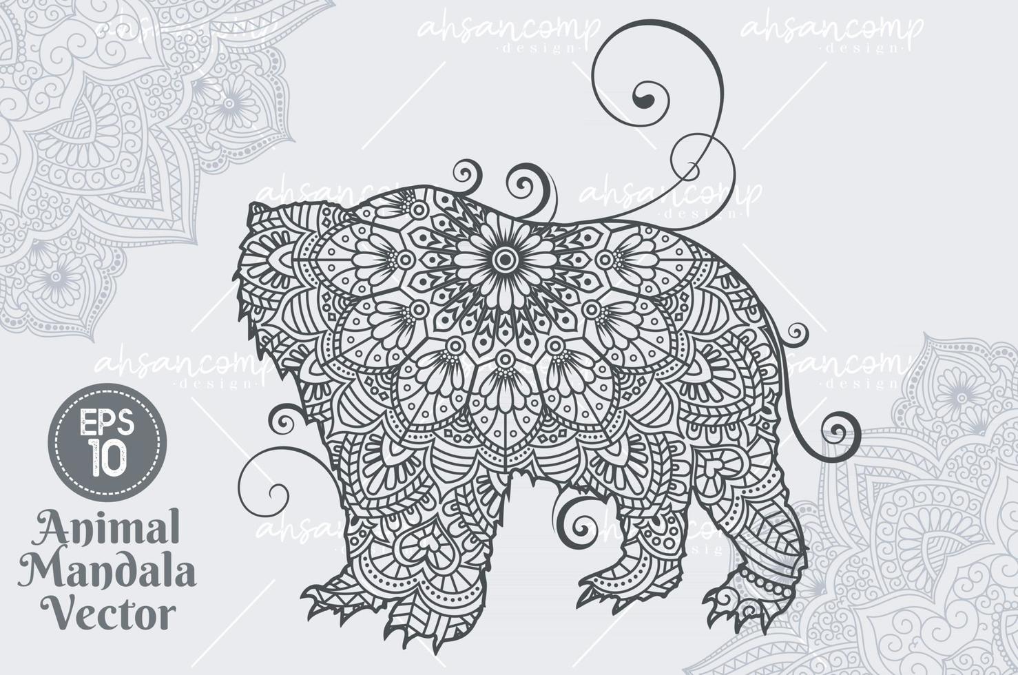 animal mandala vector lineart estilo