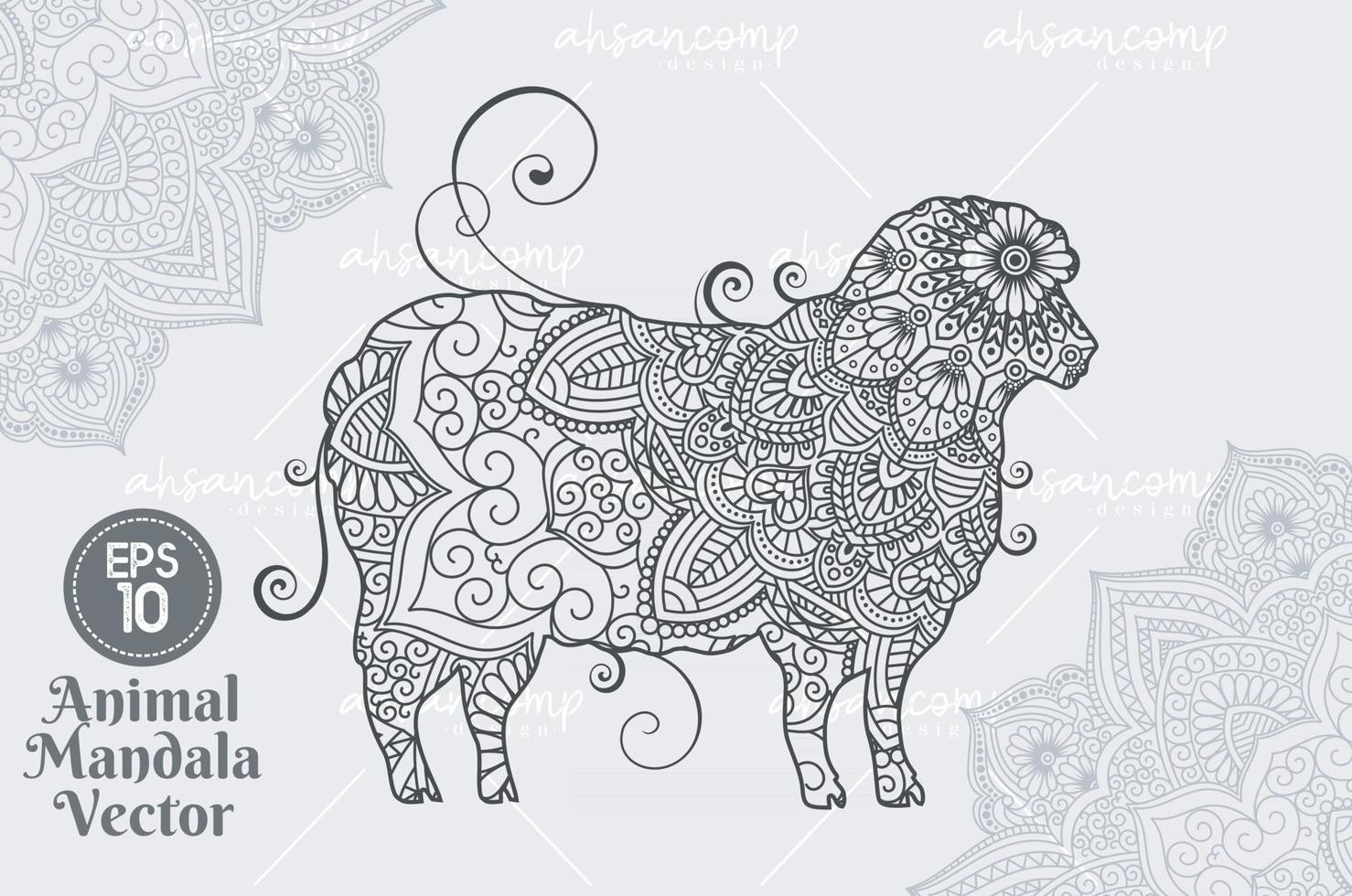 animal mandala vector 3d en capas