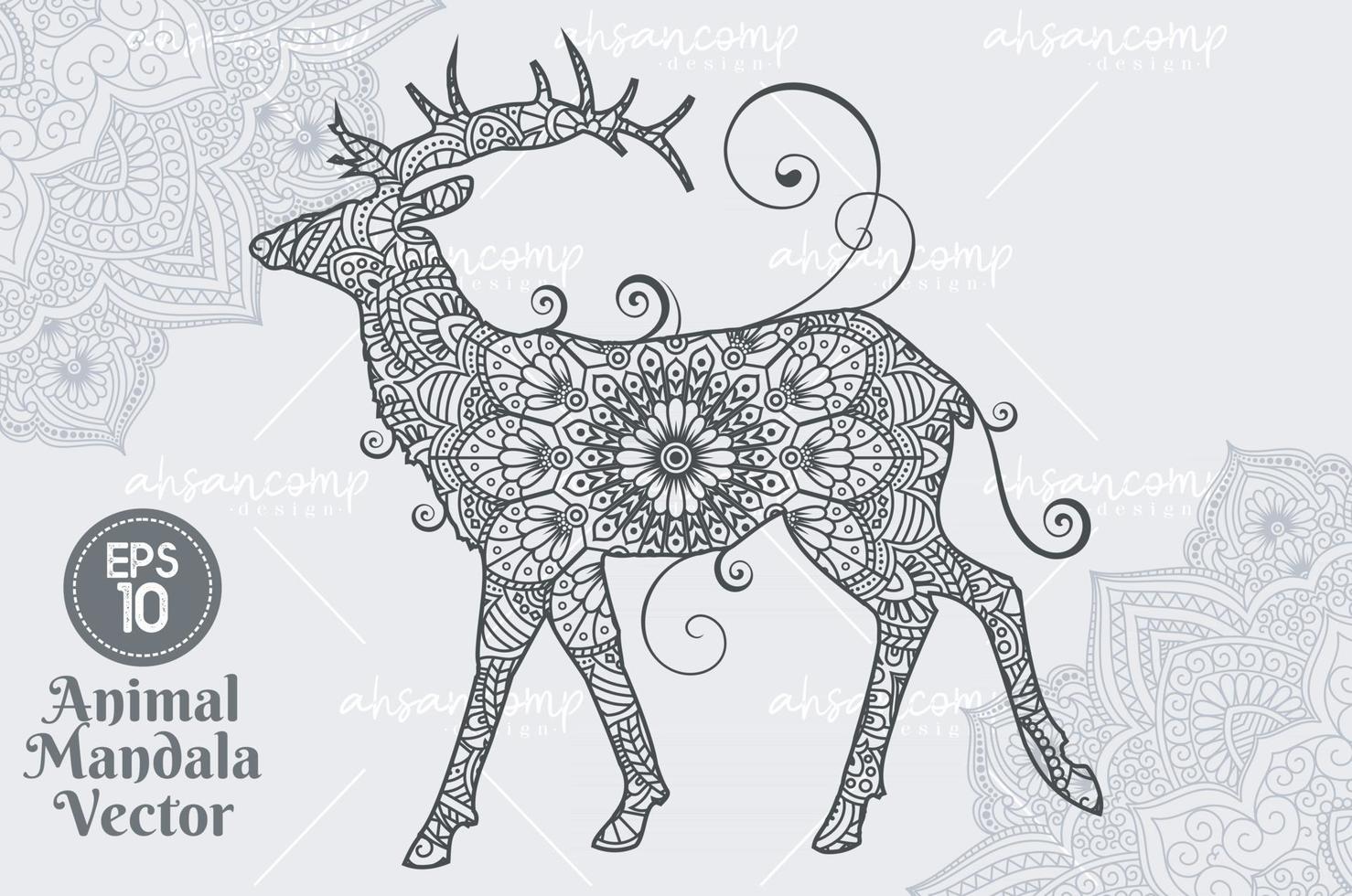 Deer Mandala Vector 3D Layered