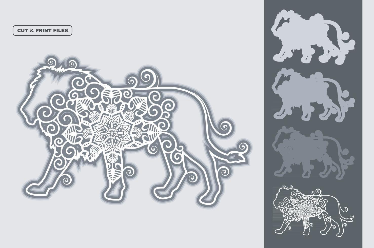 Lion Mandala Vector 3D Layered