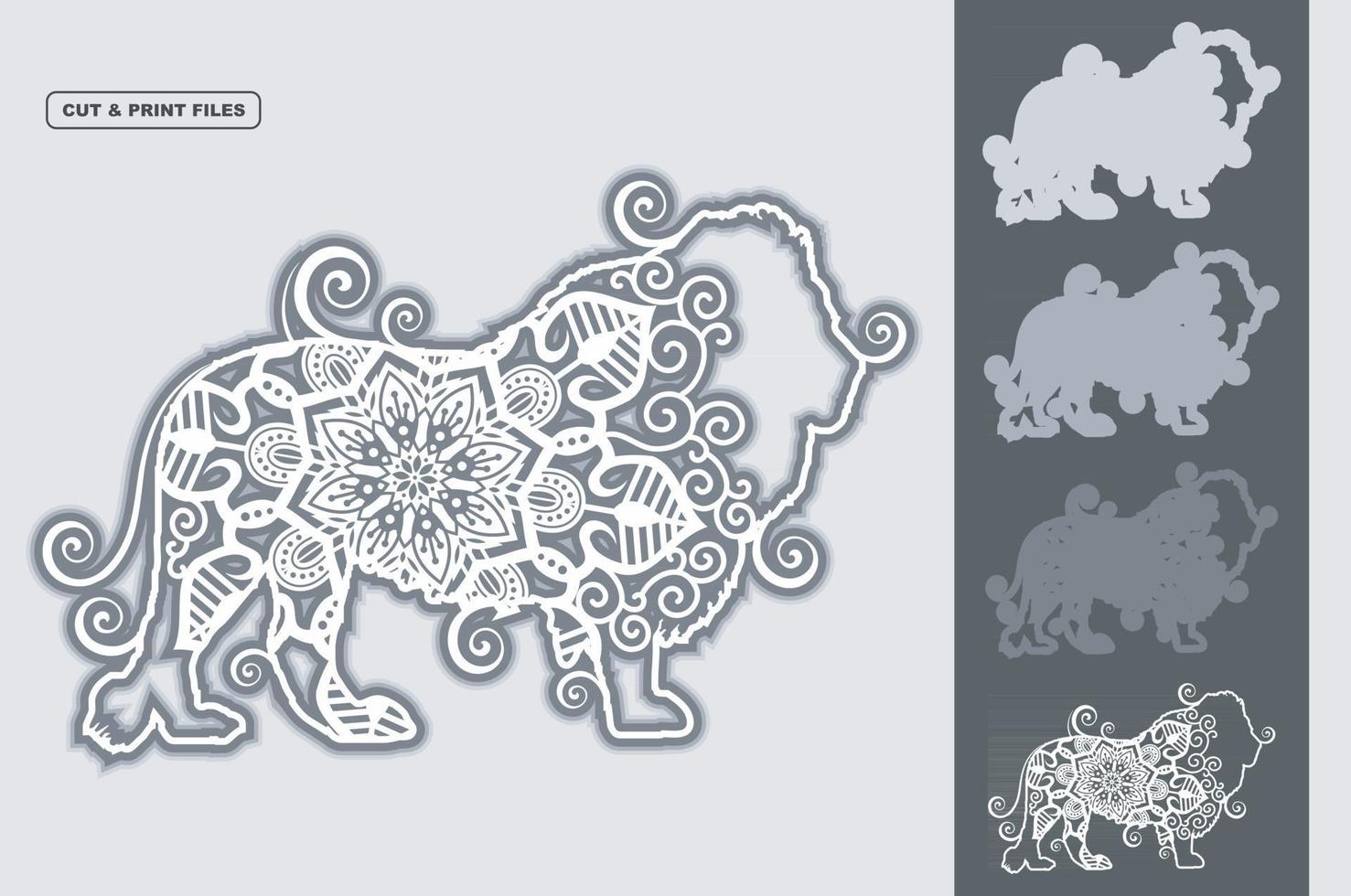 Lion Mandala Vector 3D Layered