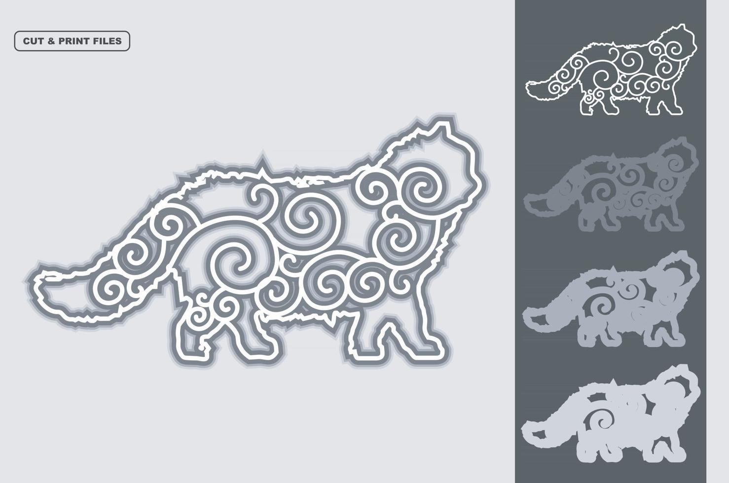 Cat Mandala Vector 3d Layered