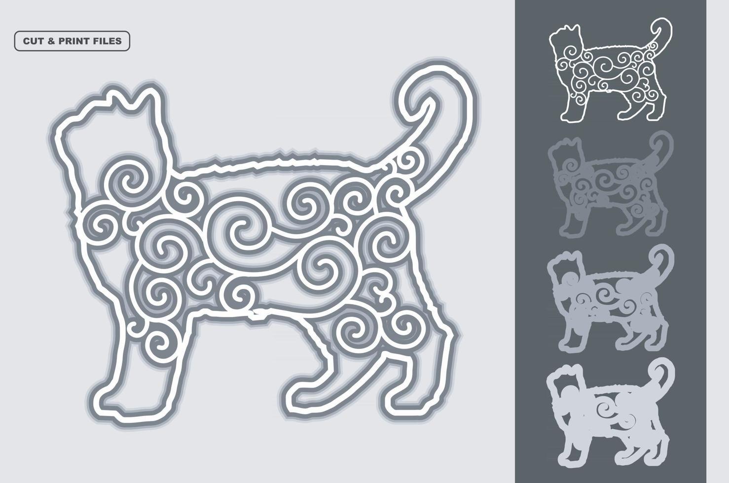 Cat Mandala Vector 3d Layered