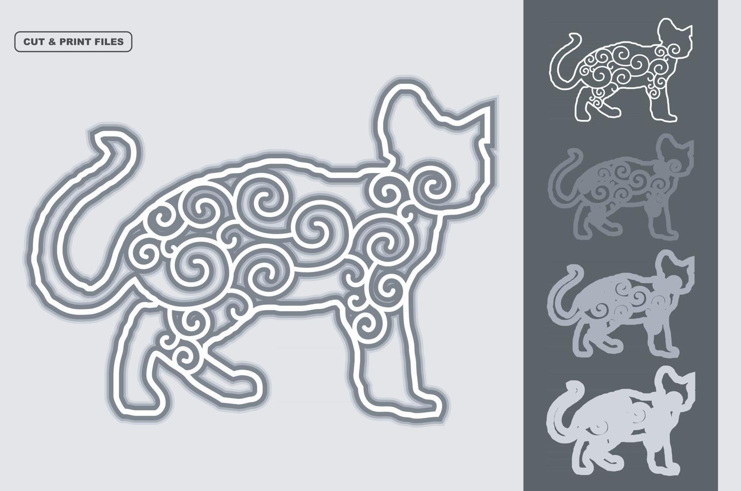 Cat Mandala Vector 3d Layered