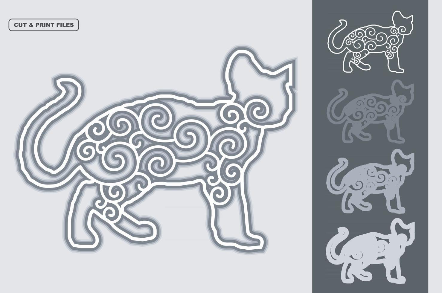 gato mandala vector 3d en capas