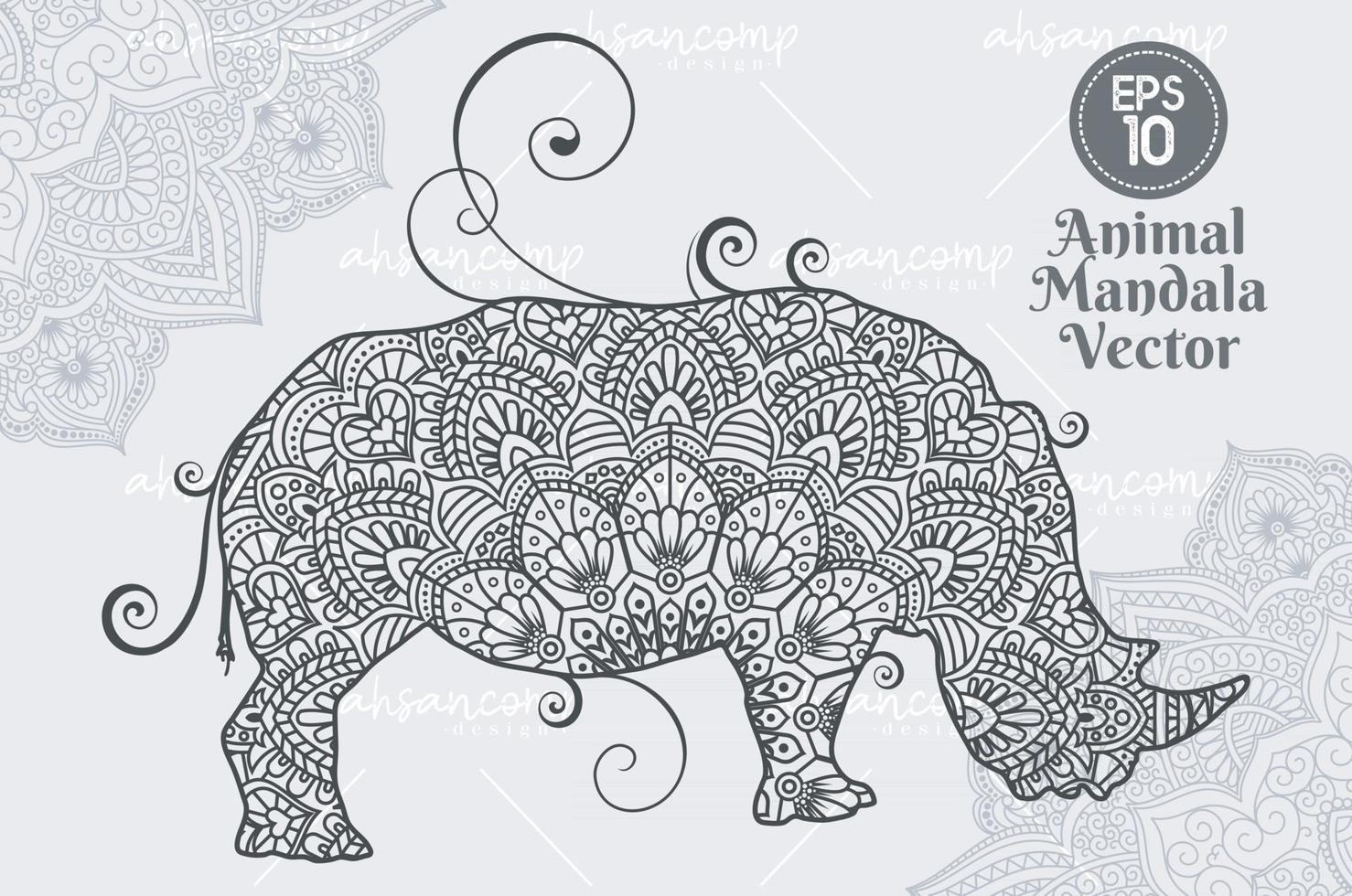 animal mandala vector lineart estilo