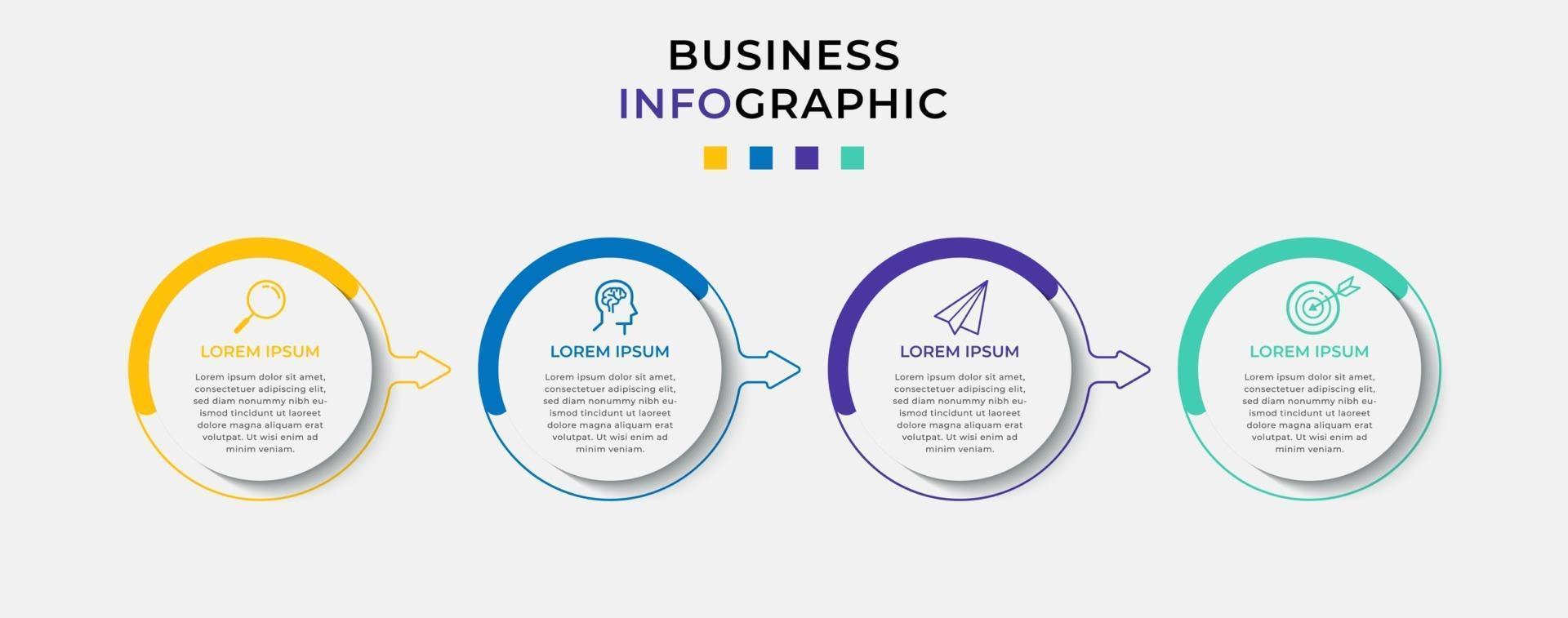 Plantilla de negocio de diseño infográfico vectorial con iconos y 4 opciones o pasos vector