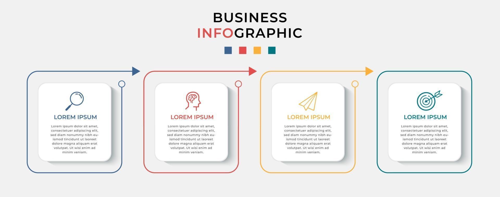 Plantilla de negocio de diseño infográfico vectorial con iconos y 4 opciones o pasos vector