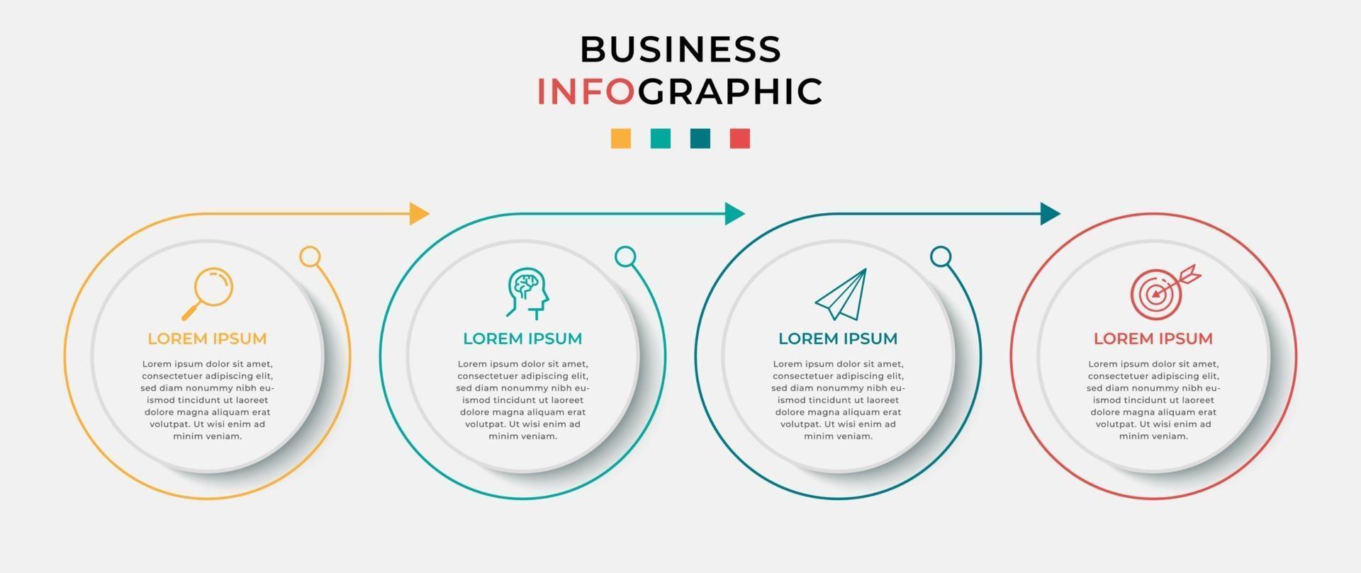 Plantilla de negocio de diseño infográfico vectorial con iconos y 4 opciones o pasos vector