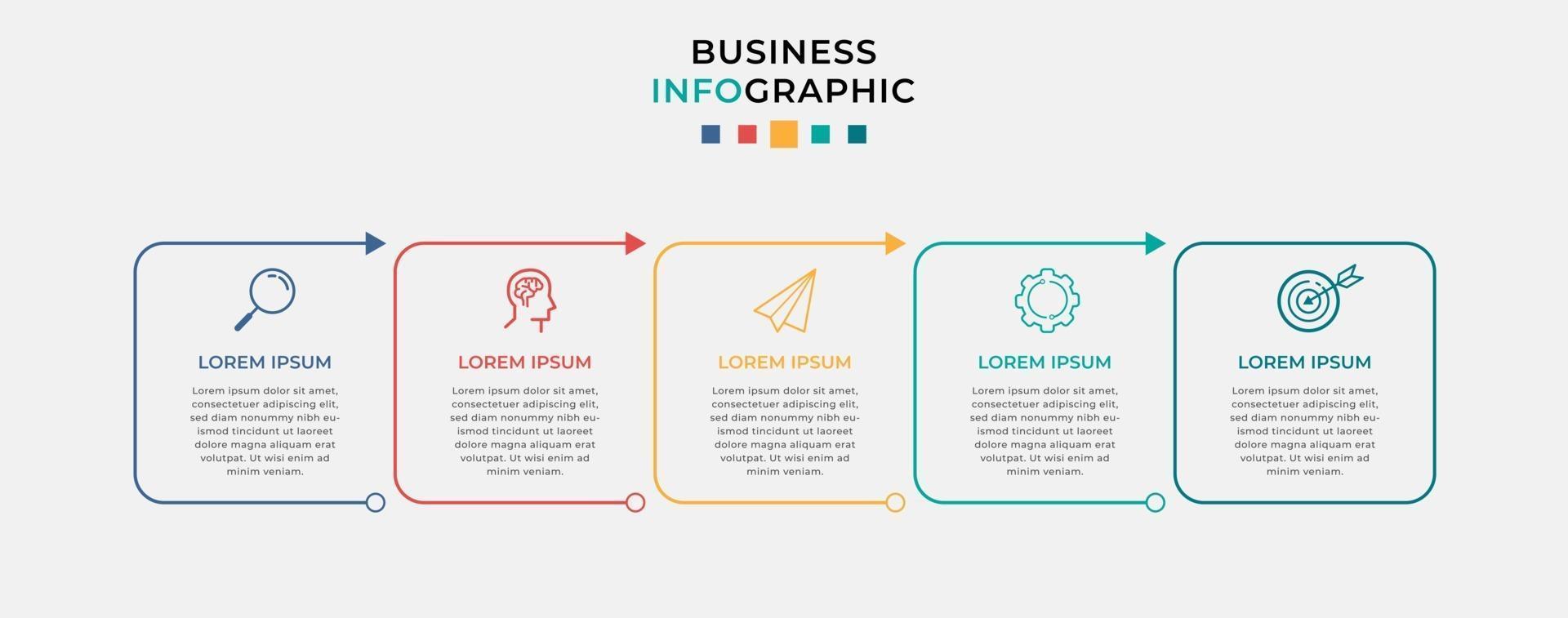 Plantilla de negocio de diseño infográfico vectorial con iconos y 5 opciones o pasos vector