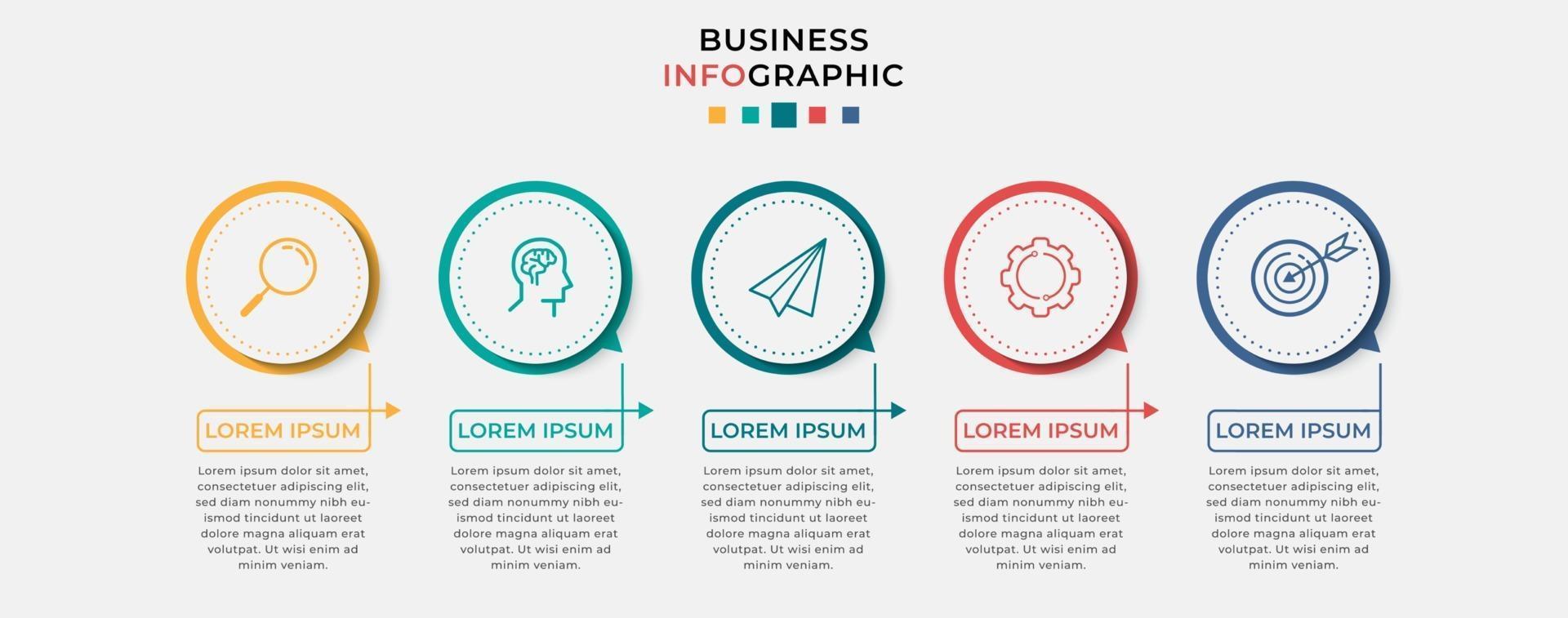 Plantilla de negocio de diseño infográfico vectorial con iconos y 5 opciones o pasos vector