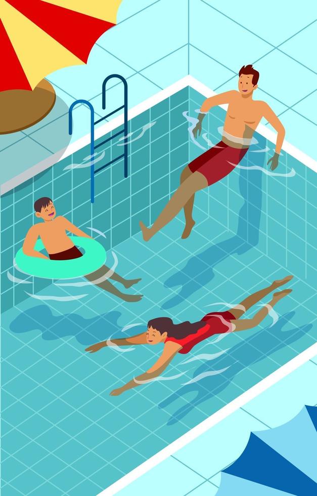 Happy Family Swim during Summer vector