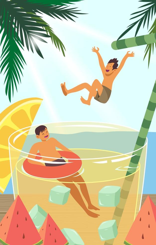 Happy Kids Swim during Summer vector