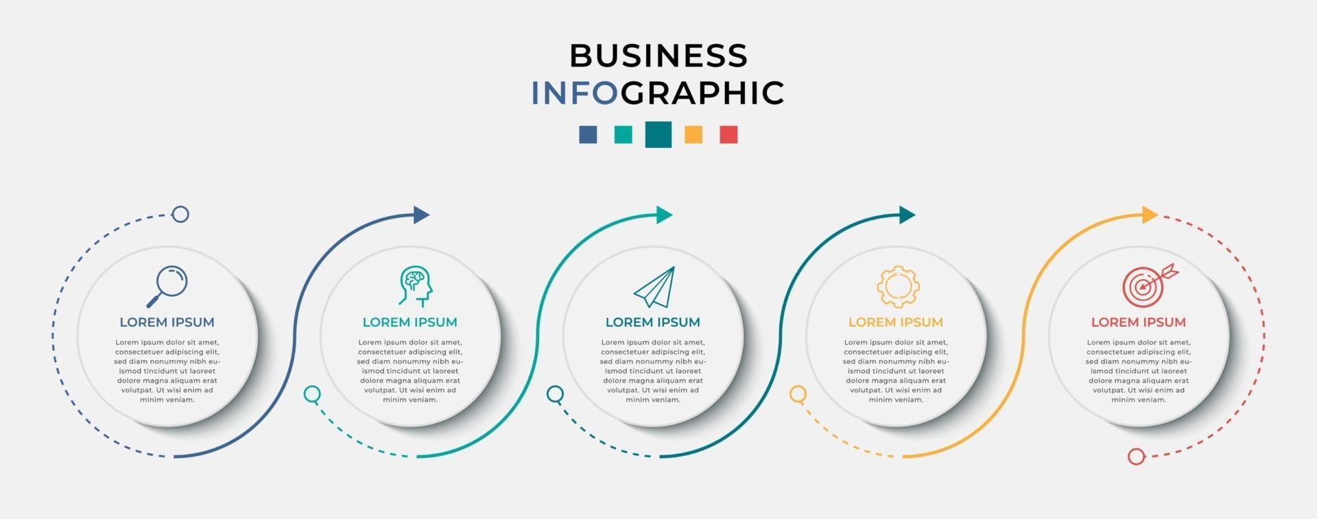 Plantilla de negocio de diseño infográfico vectorial con iconos y 5 opciones o pasos vector