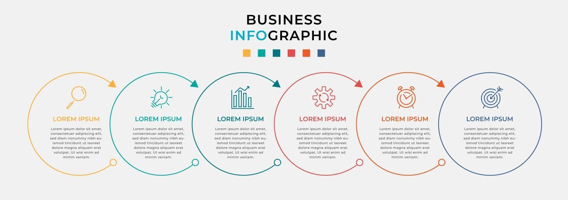 Vector Infographic design business template with icons and 6 options or steps