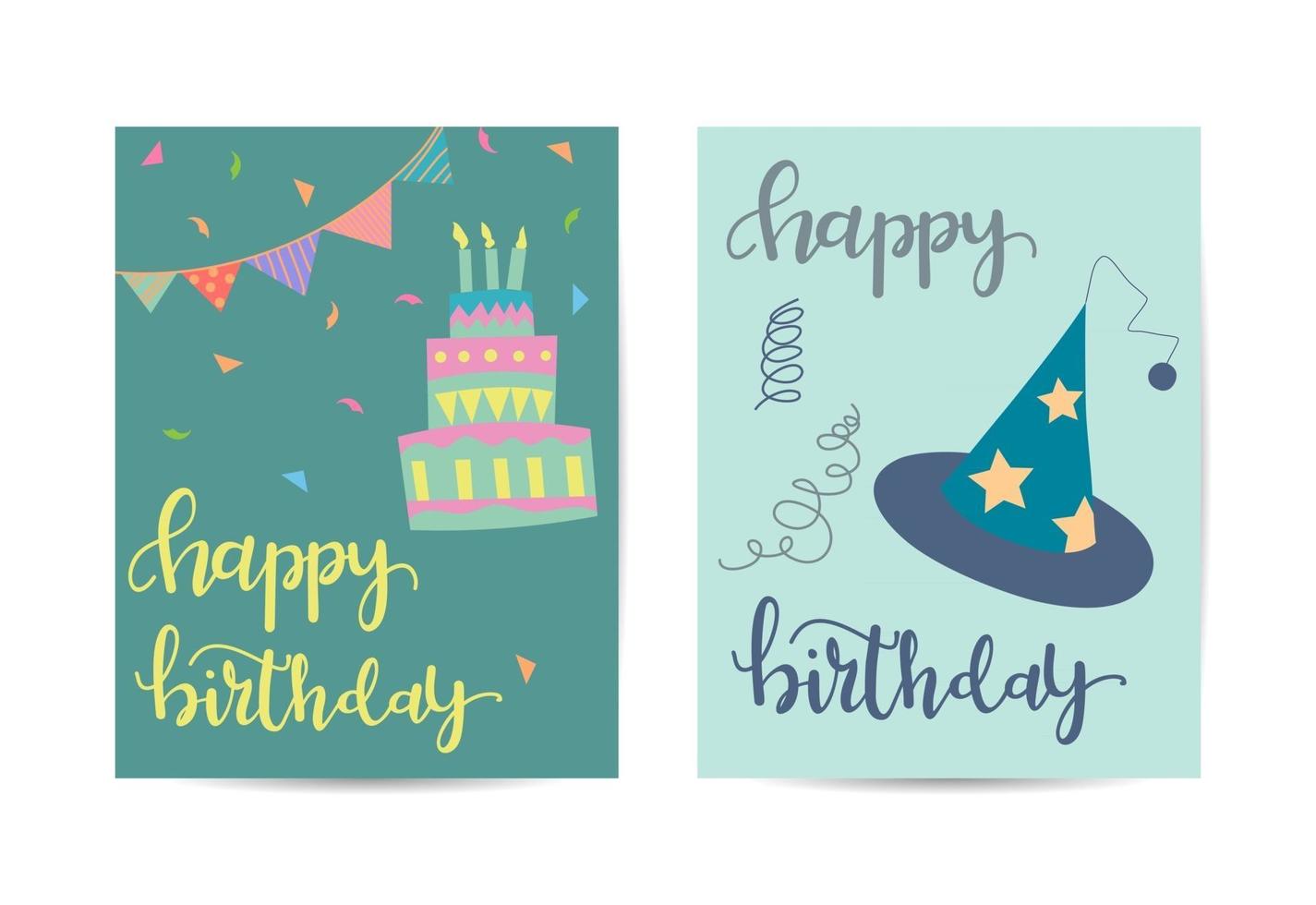 plantilla de tarjeta de felicitación de cumpleaños con elementos de cumpleaños vector