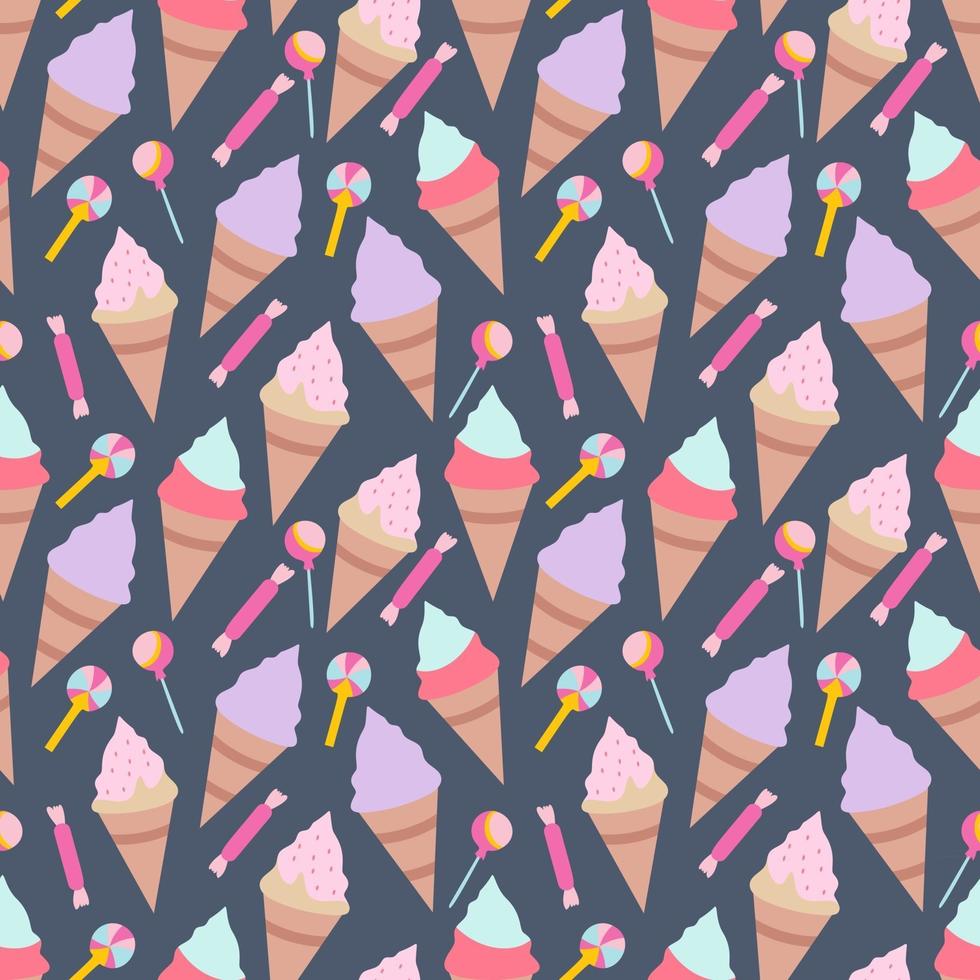 Seamless pattern with Ice creams elements vector