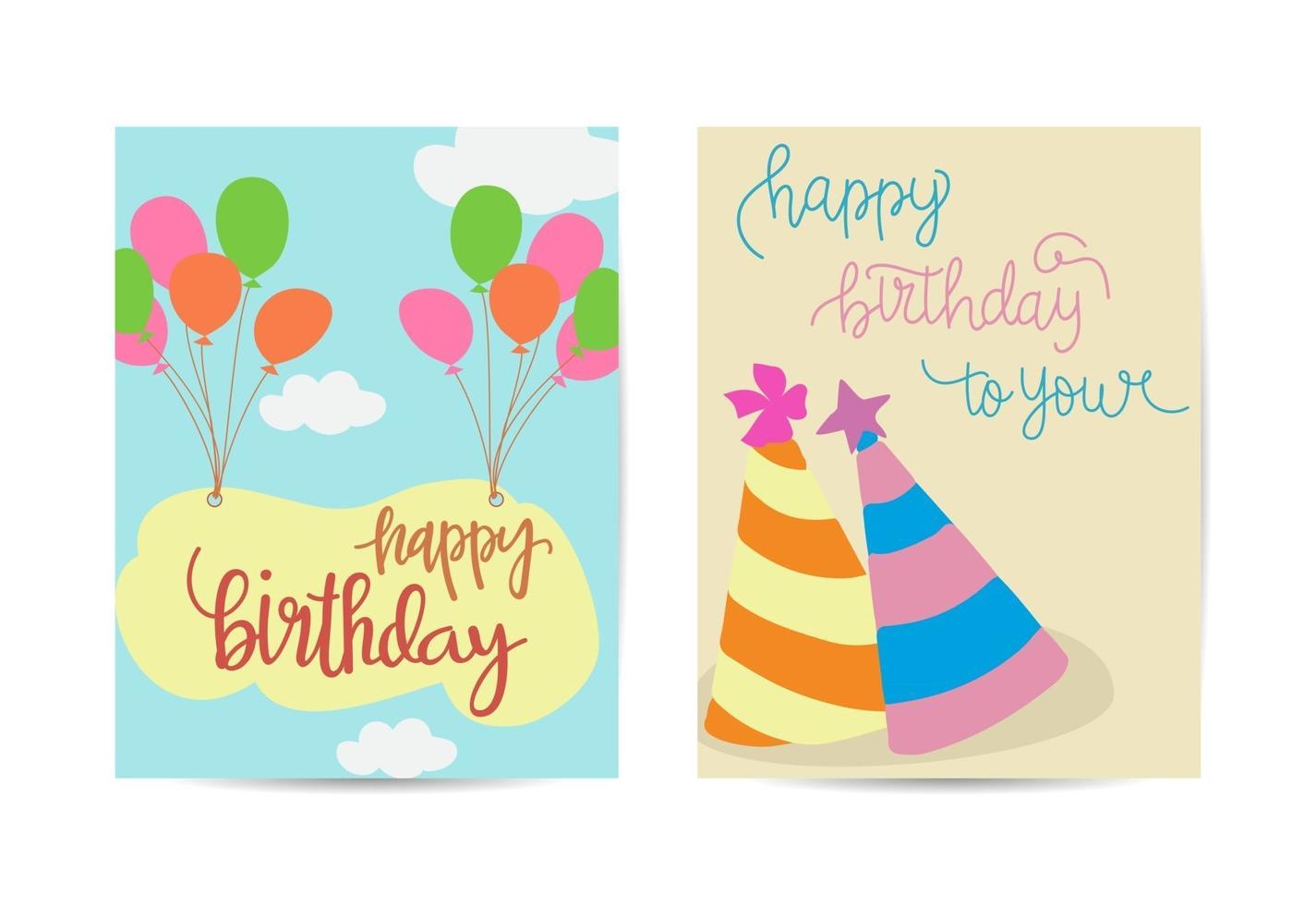 conjunto de colorido diseño de tarjetas de cumpleaños vector