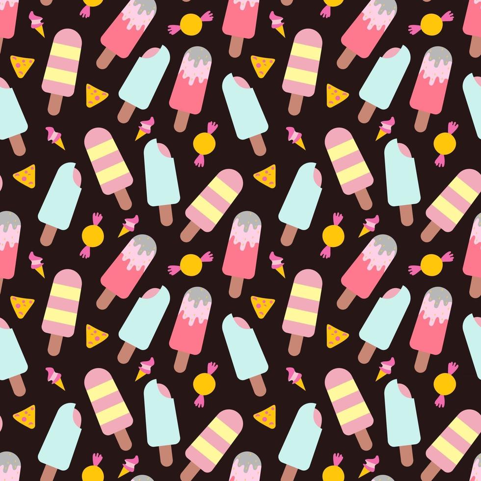 Cartoon ice cream seamless pattern design Vector illustration