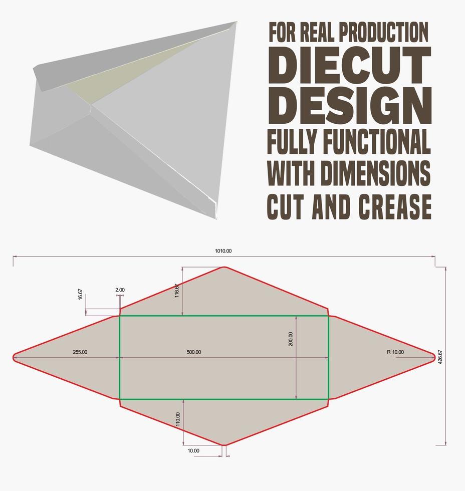 Envelope die cut die lines packaging design prepared and ready for real cardboard production vector