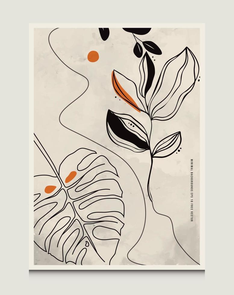 Fondo de ilustración de vector de arte de línea botánica abstracto moderno con escena de arte de línea botánica adecuado para libros, portadas, folletos, folletos, publicaciones sociales, etc.