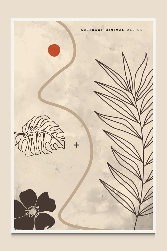 Fondo abstracto botánico minimalista moderno adecuado para imprimir como pintura decoración de interiores publicaciones sociales folletos portadas de libros vector