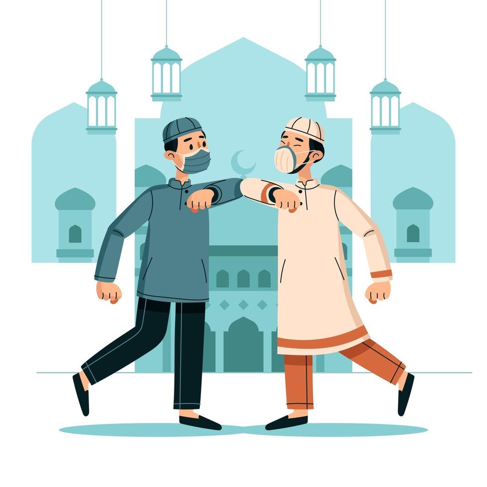 Elbow Bump Greeting on Eid vector