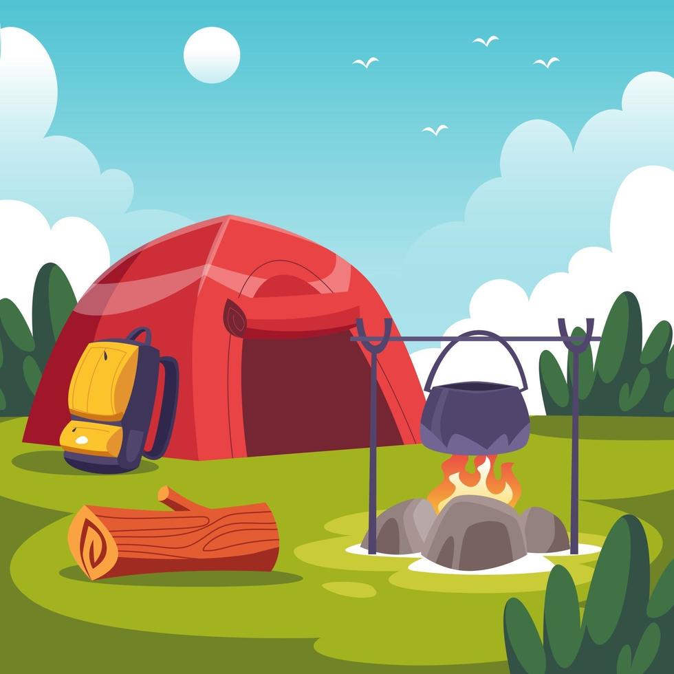 Camping on Summer Concept vector