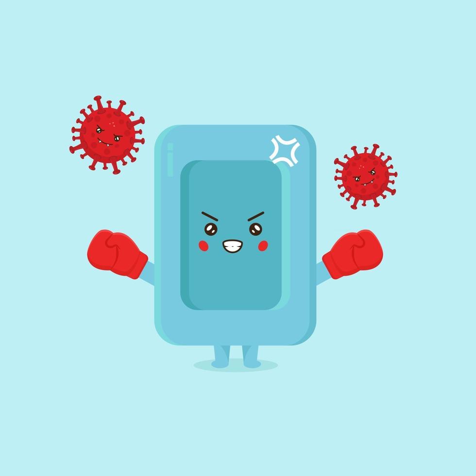 Cute Soap Characters Fight Against Viruses vector