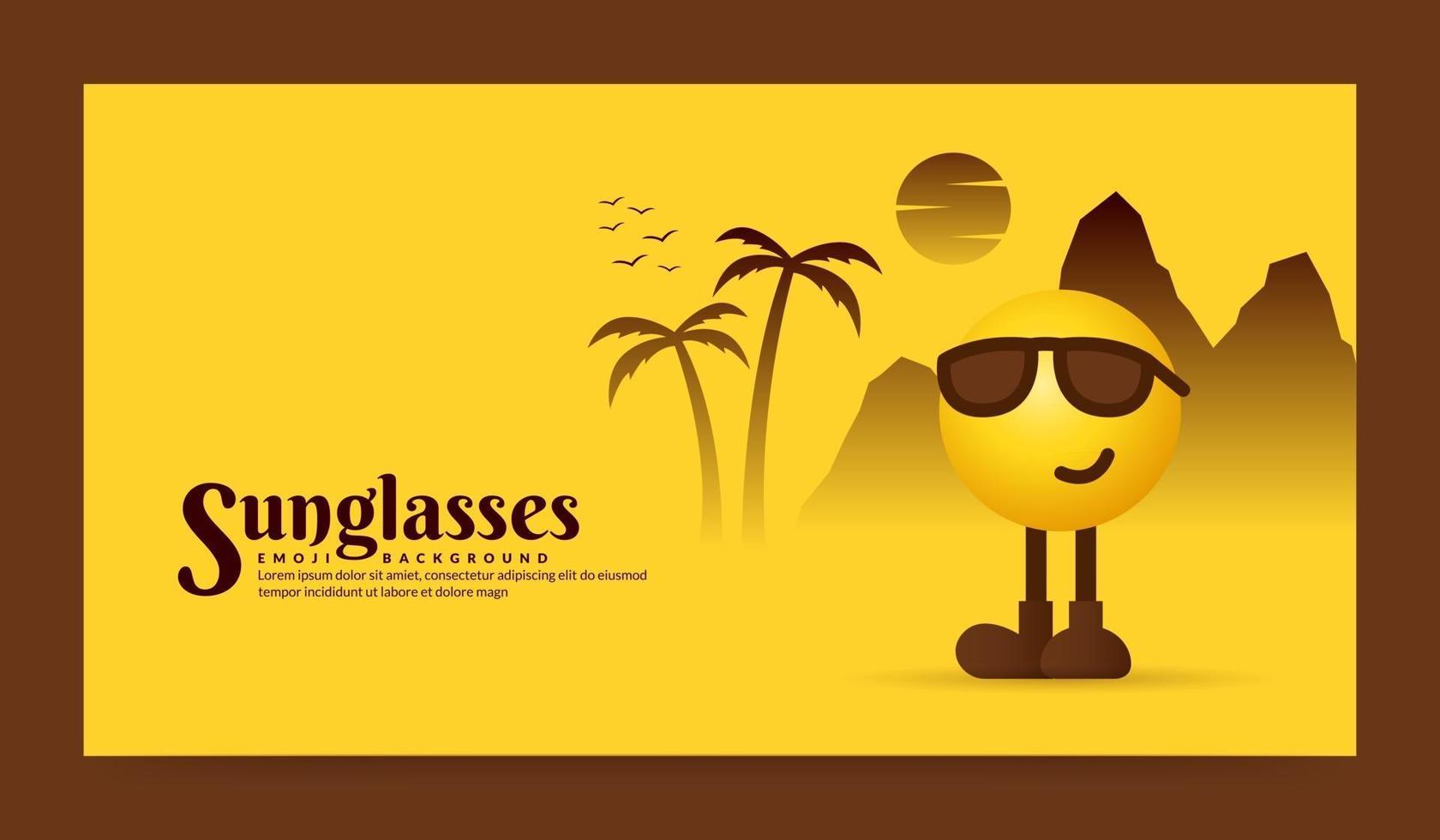 Cute sunglasses emoji background vector