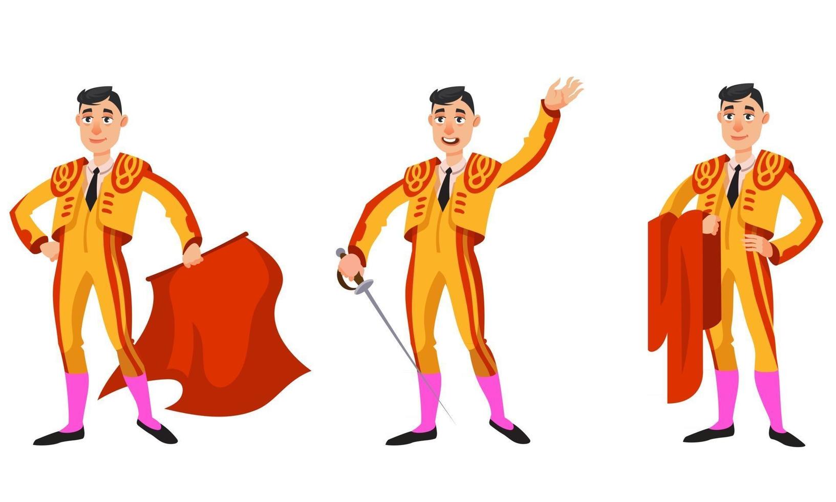 Bullfighter in different poses vector