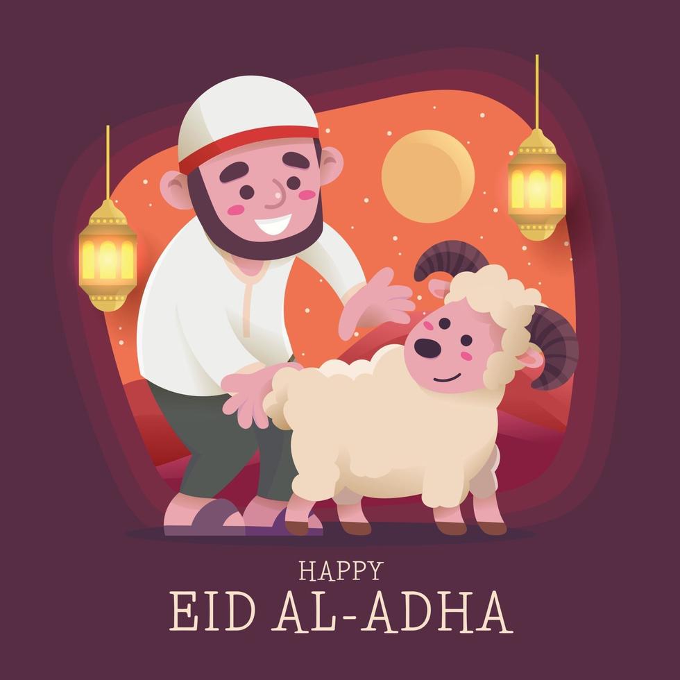 feliz celebración de eid al adha de musulmanes vector