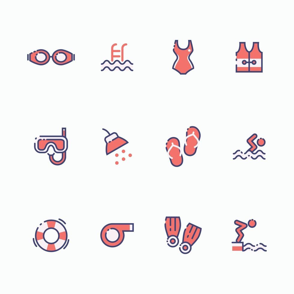 Set of Swimming Outline Icon vector