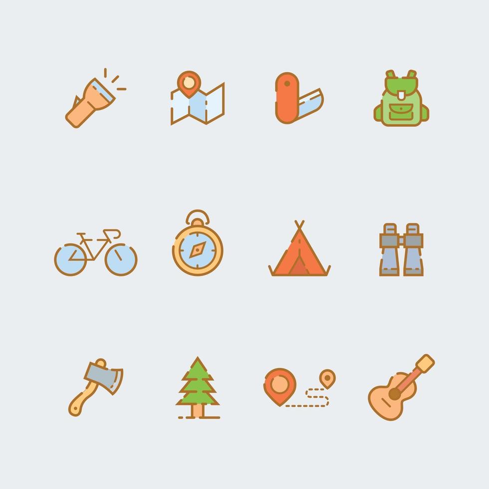 Set of Summer Camping Icon vector