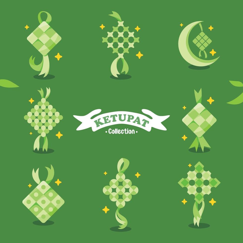 Eid Ketupat Icon Collection vector