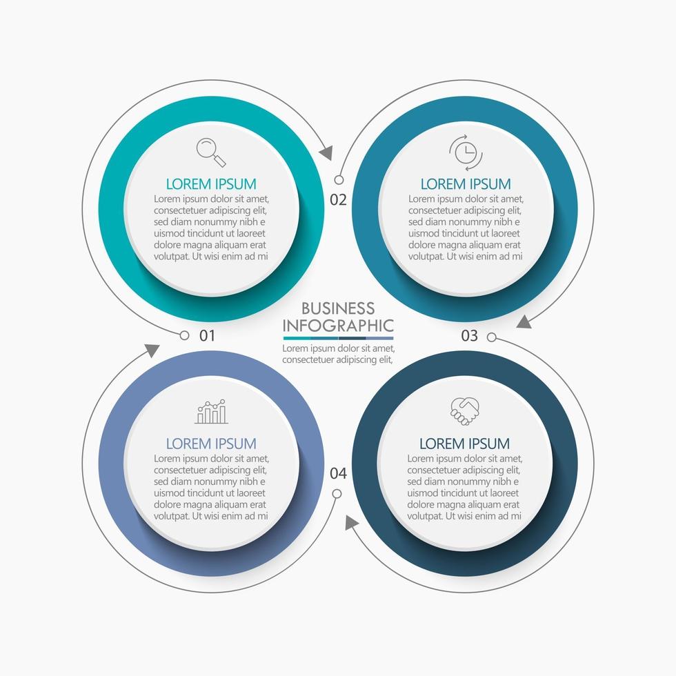 Iconos infográficos de la línea de tiempo de visualización de datos comerciales diseñados para la plantilla de fondo abstracto vector