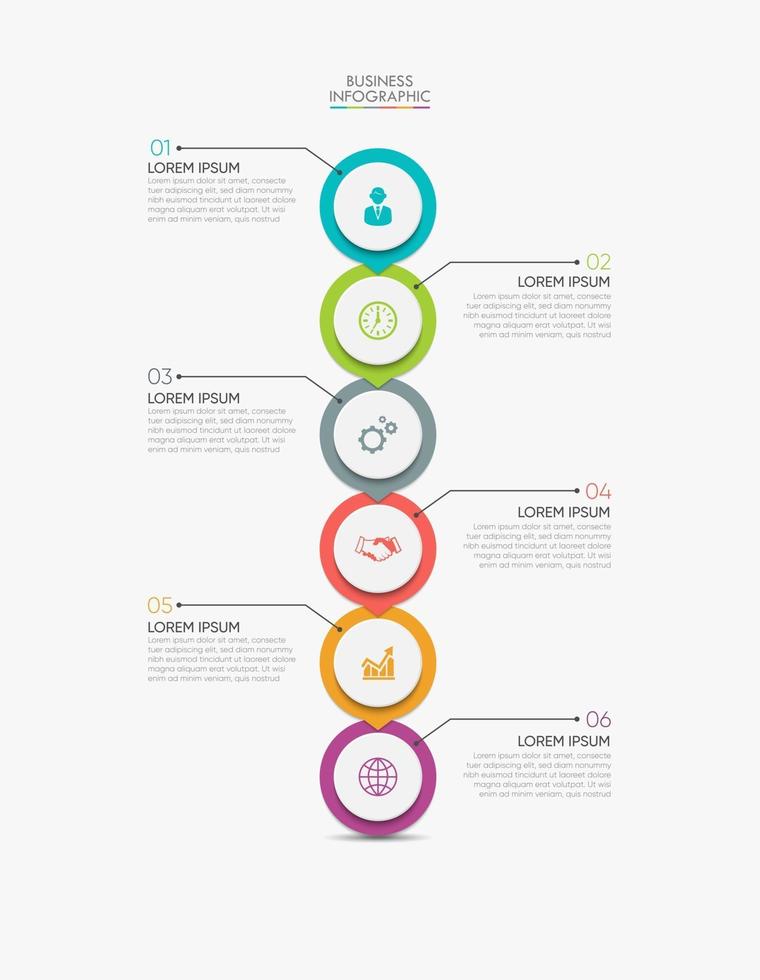 Iconos infográficos de la línea de tiempo de visualización de datos comerciales diseñados para la plantilla de fondo abstracto vector