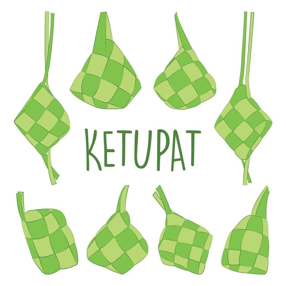 Uncooked Ketupat Icon Set vector