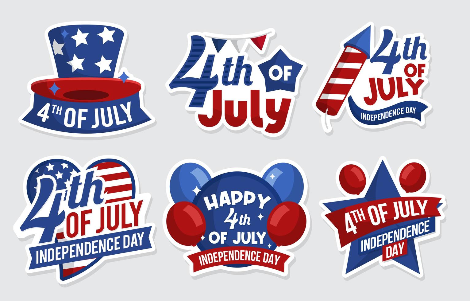 4th of July Sticker Collection vector