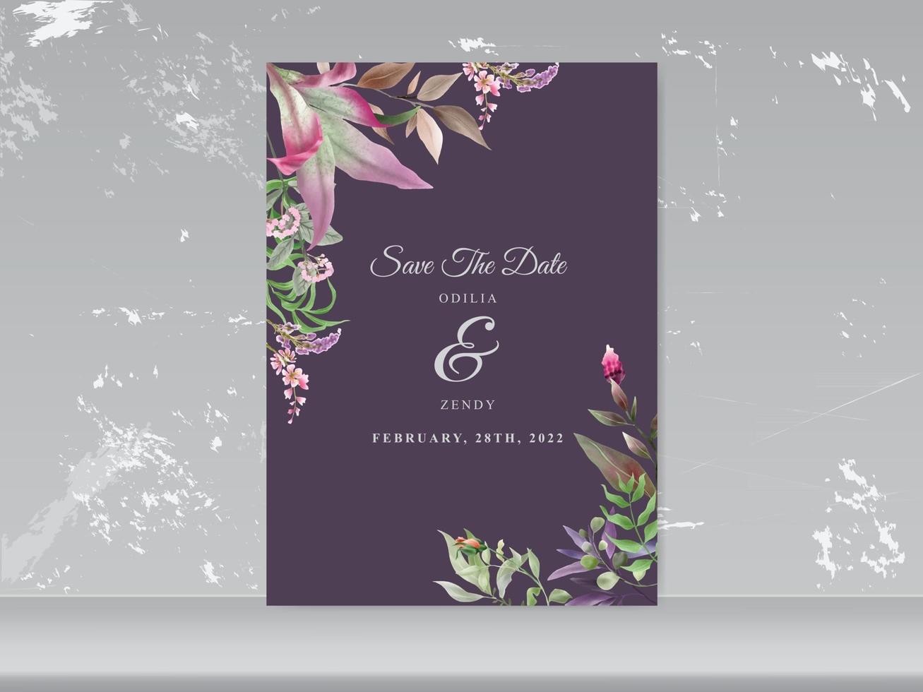 wedding card template exotic floral vector